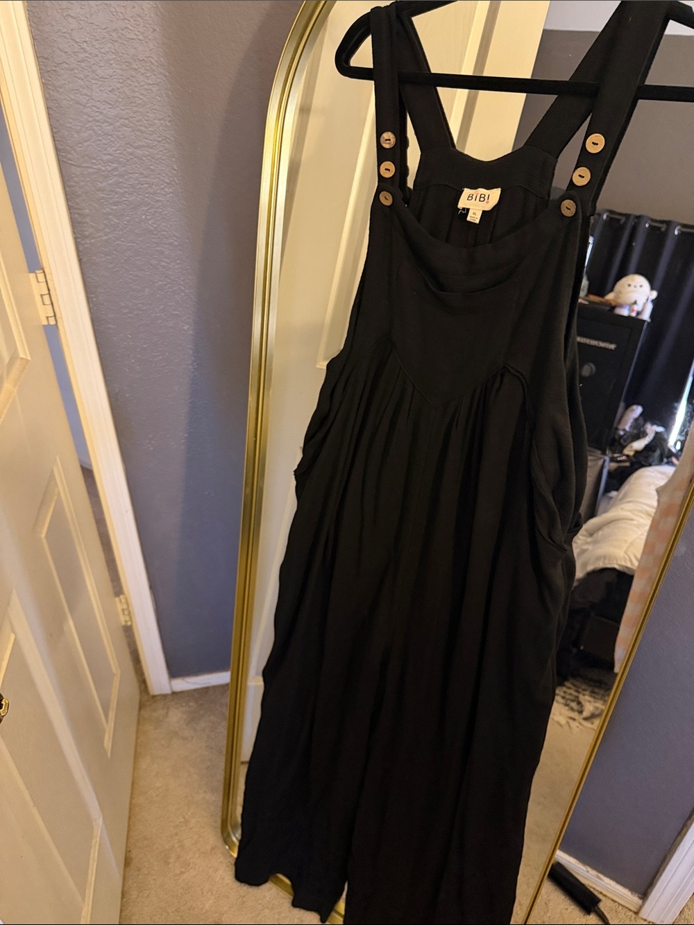 BiBi Black overalls with Button Straps